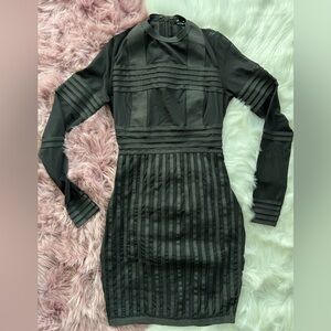 Black Mesh & Paneled Stretchy Dress